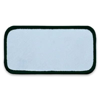 Pack of 25 - 3.625" x 1.625" - Blank Rectangle Patch - White Fabric with Merrow Black Border - Industrial Backing