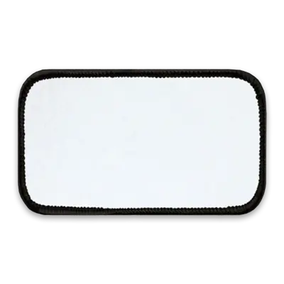 Pack of 25 - 4" x 2" - Blank Rectangle Patch - Brite White Fabric with Merrow Black Border - Industrial Backing