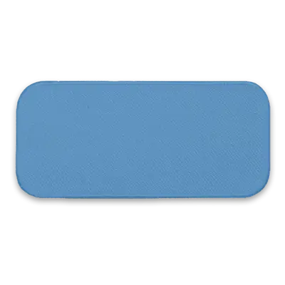 Pack of 25 - 3.625" x 1.625" - Blank Rectangle Patch - Light Blue Fabric with Embroidered Lapis Blue Border - Industrial Backing