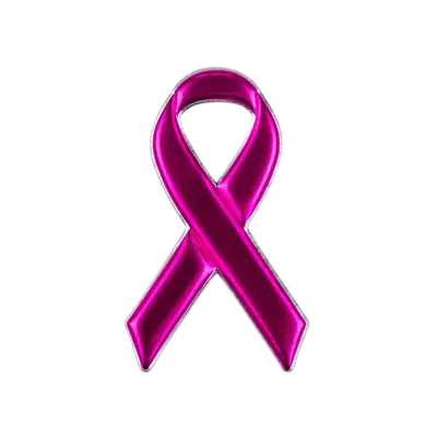 Pack of 25 - 2" - Official Breast Cancer Ribbon Patch - Flexstyle® Metallic Pink - Heat Applied Backing