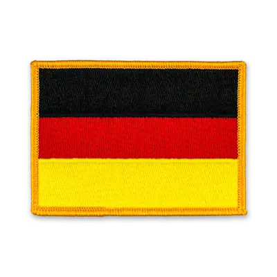 Pack of 25 - 3.5" x 2.5" - Official Germany Flag Patch - Merrow Gold Border - Heat Applied Backing