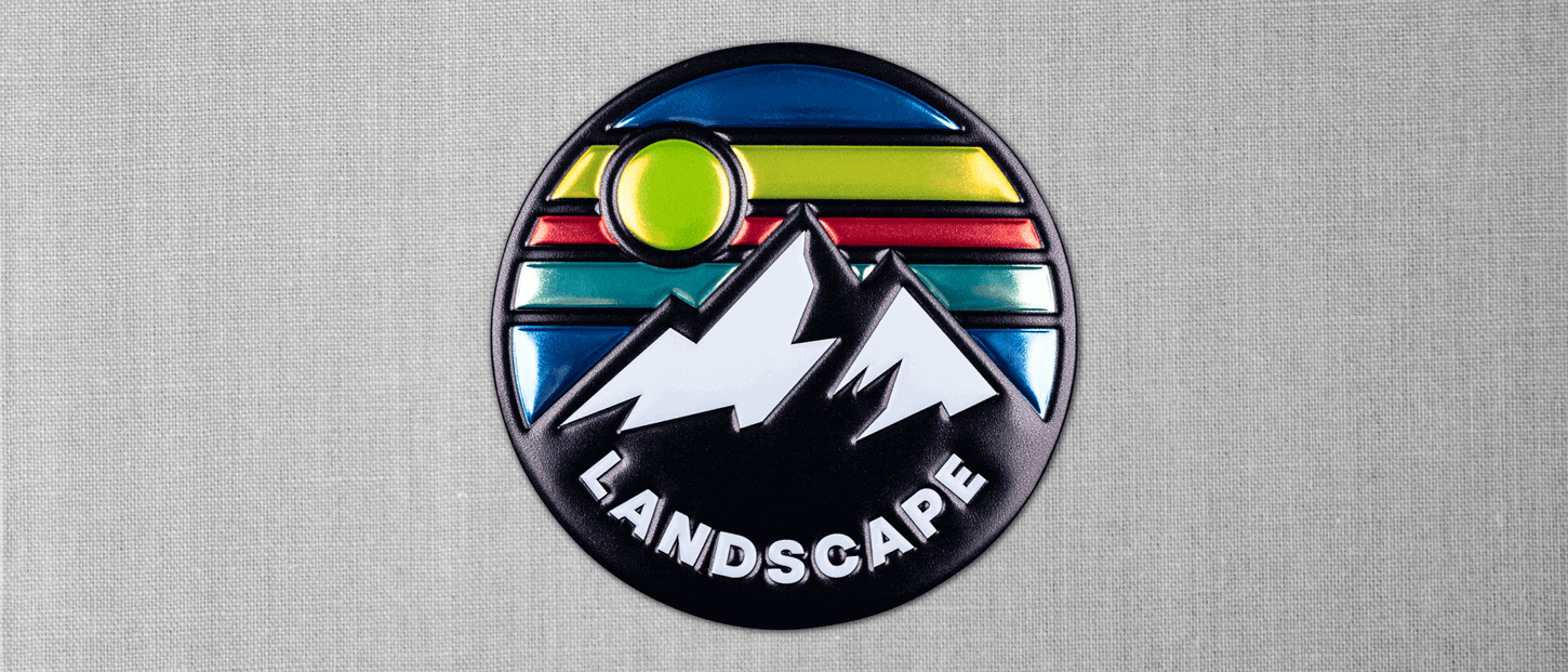 FlexStyle Domed Metallic mountain landscape emblem