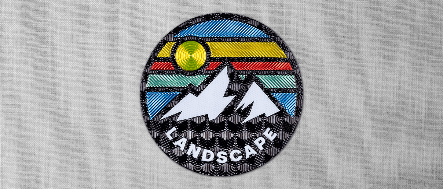 FlexStyle Textured Metallic mountain landscape emblem