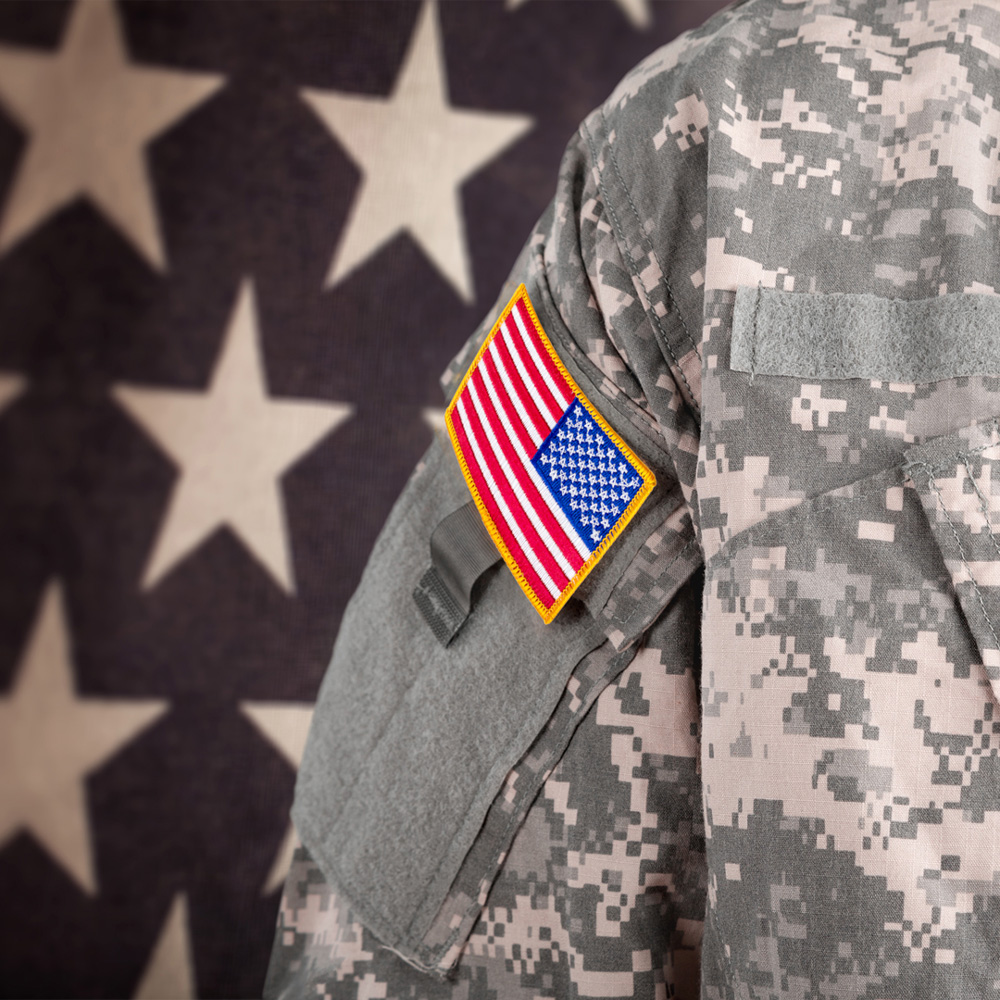 Embroidered American Flag Applied to Military Uniform