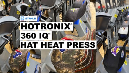 Hotronix 360 IQ Hat Heat Press. Heat presses with Hats mounted