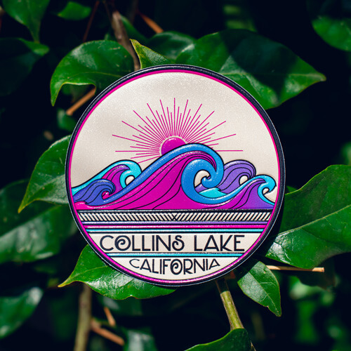 FlexStyle Flat Collins Lake emblem with pink waves