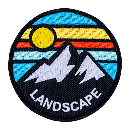 Embroidered mountain landscape patch