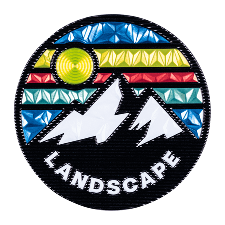 FlexStyle Beveled Metallic mountain landscape emblem