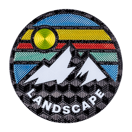FlexStyle Textured Metallic mountain landscape emblem
